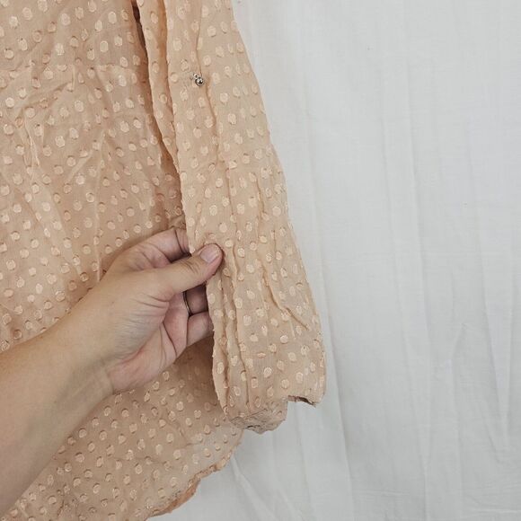 Meadow Rue Anthropologie Adoria Swiss Dot Lattice Detail Silk Blend Top Size Med - Picture 6 of 6